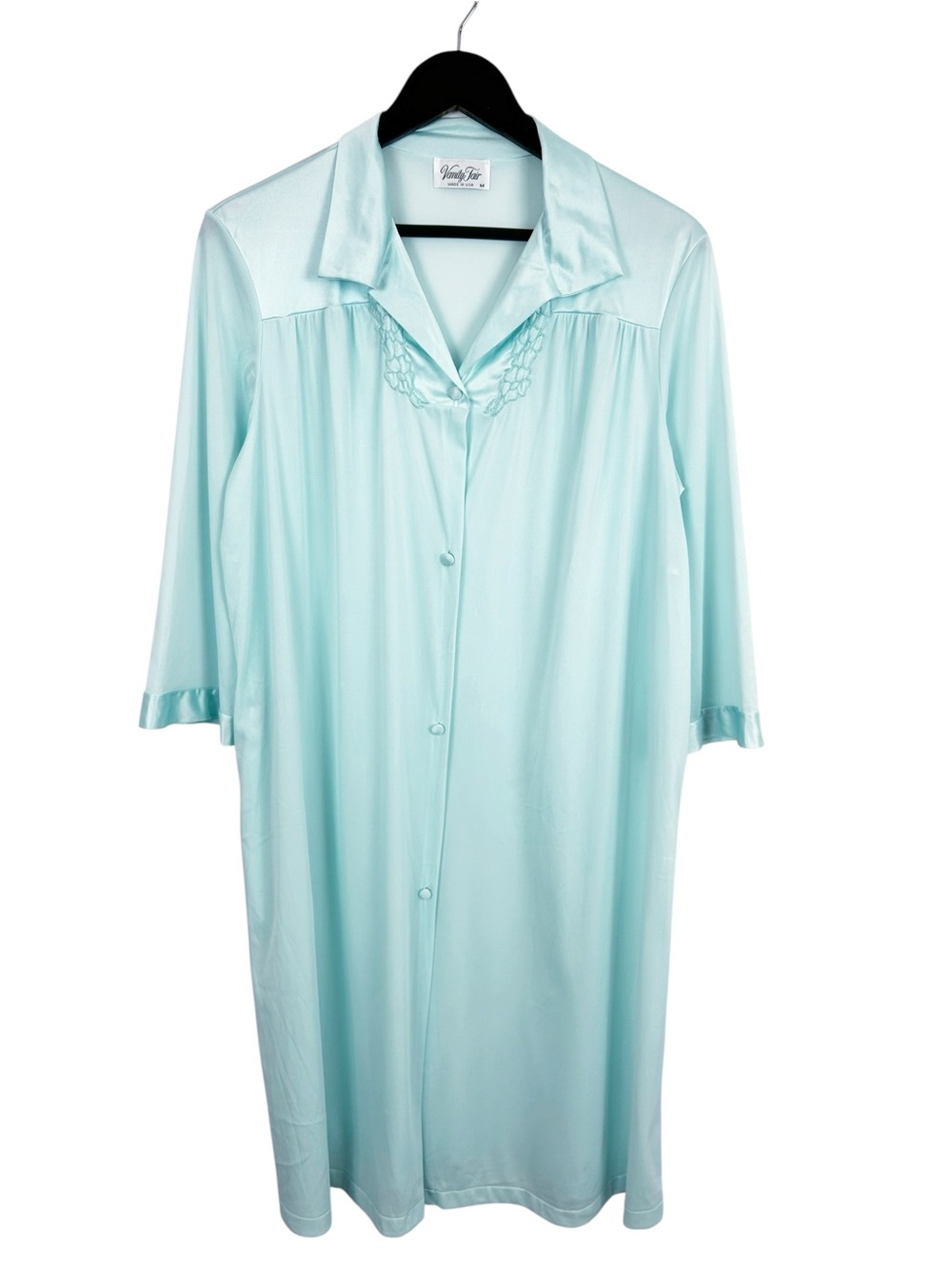 Vanity Fair VTG Ice Blue Robe Women's Size Medium Made in USA